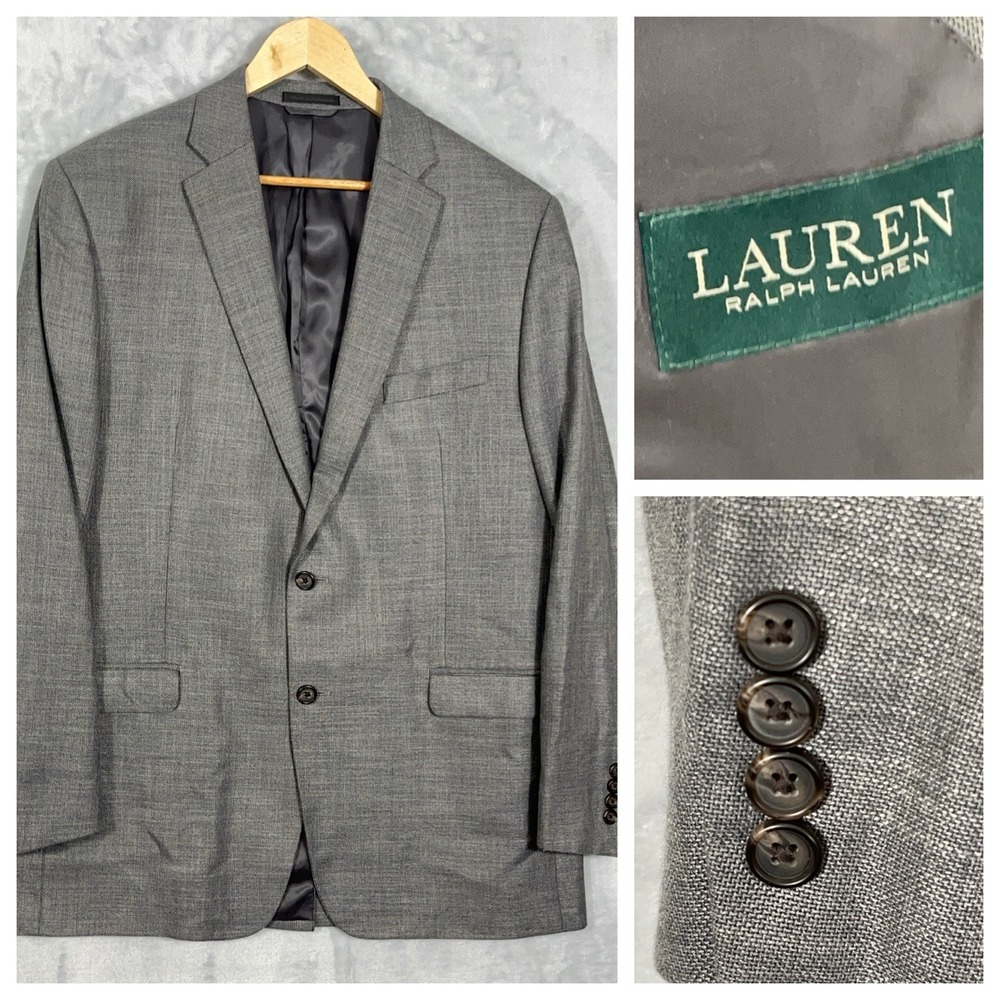 Lauren Ralph Lauren Mens Linen Blend Gray Blazer Sport Coat Jacket 44L